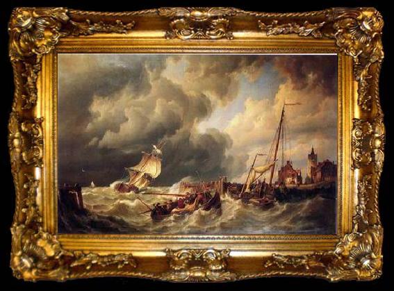 framed  unknow artist Seascape, boats, ships and warships.95, ta009-2